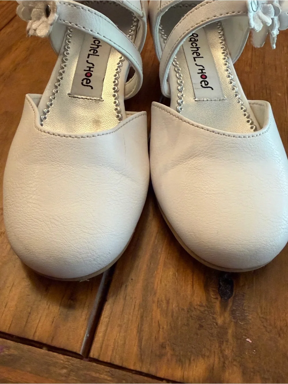 Rachel Shoes Girls Cream Floral Strap Dress Shoes